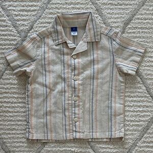 Old Navy Beige Striped Button-Up Shirt